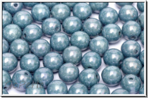 b�hm. Glasperle, rund, 3mm, white, opaque, blue/grey marbled, 50 Stk.