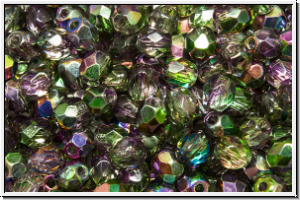 B�hm. Glasschliffperle, feuerpol., 4mm, crystal, trans., magic orchid, 50 Stk.