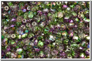 B�hm. Glasschliffperle, feuerpol., 3mm, crystal, trans., magic orchid, 50 Stk.