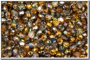 B�hm. Glasschliffperle, feuerpol., 3mm, crystal, trans., magic copper, 50 Stk.