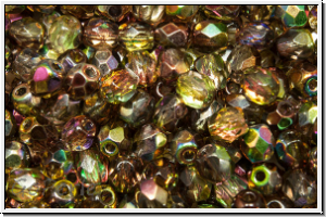 B�hm. Glasschliffperle, feuerpol., 4mm, crystal, trans., magic olivine, 50 Stk.