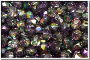 B�hm. Glasschliffperle, feuerpol., 4mm, crystal, trans., magic lilac, 50 Stk.