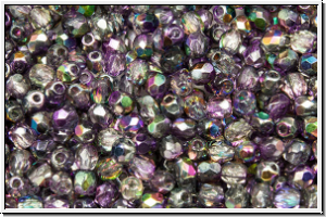 B�hm. Glasschliffperle, feuerpol., 3mm, crystal, trans., magic lilac, 50 Stk.