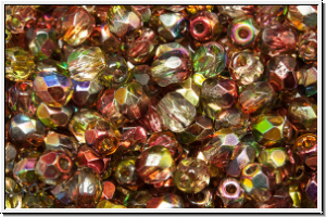 B�hm. Glasschliffperle, feuerpol., 4mm, crystal, trans., magic autumn, 50 Stk.
