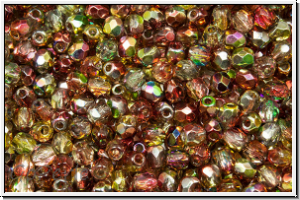 B�hm. Glasschliffperle, feuerpol., 3mm, crystal, trans., magic autumn, 50 Stk.
