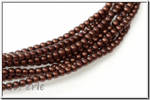b�hm. Glasperle, rund, 2mm, bronze, met., 1 Strang