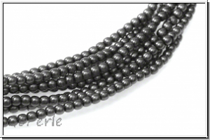b�hm. Glasperle, rund, 2mm, hematite, met., 1 Strang