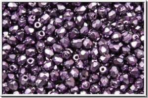 B�hm. Glasschliffperle, feuerpol., 3mm, black, op., heavy metal dk. magenta, 50 Stk.