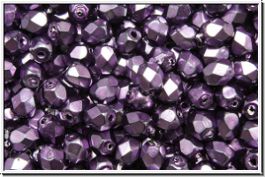 B�hm. Glasschliffperle, feuerpol., 4mm, black, op., heavy metal dk. magenta, 50 Stk.