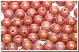 b�hm. Glasperle, rund, 3mm, white, opaque, peach marbled, 50 Stk.