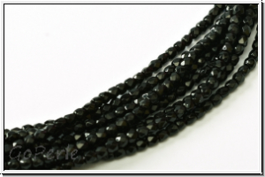 B�hm. Glasschliffperle, feuerpol., 2mm, black, opaque, 50 Stk.
