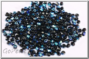 B�hm. Glasschliffperle, feuerpol., 2mm, black, op., AB, 50 Stk.