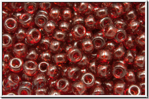 RR-08-0304, MIYUKI Rocailles, 08/0, garnet, trans., gold luster, 10g