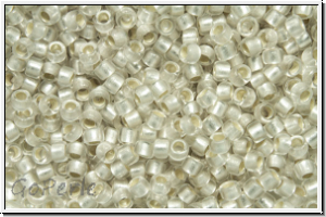 R-15-0021f, TOHO Rocailles, 15/0, crystal, trans., silver-ld, matte, 5g