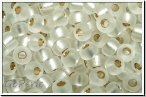 RR-08-0001f, MIYUKI Rocailles, 08/0, crystal, trans., silver-ld., matte, 10g