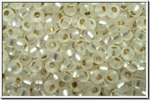 RR-11-0001f, MIYUKI Rocailles, 11/0, crystal, trans., silver-ld., matte, 10g