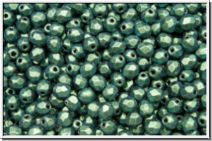 B�hm. Glasschliffperle, feuerpol., 3mm, green, met., antique, 50 Stk.