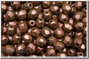 B�hm. Glasschliffperle, feuerpol., 4mm, brown, met. antique, 50 Stk.