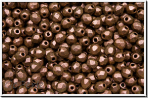 B�hm. Glasschliffperle, feuerpol., 3mm, brown, met., antique, 50 Stk.