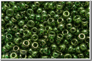 RR-11-0306, MIYUKI Rocailles, 11/0, olivine, trans., gold luster, 10g