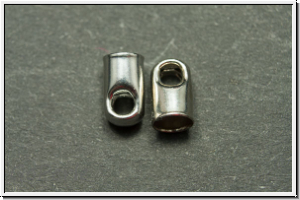 Endkappen "Rundes Ende", 7x4mm, silberfb., Messing, 10 Stk.