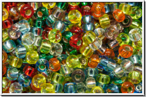 RR-11-Mix-b38, MIYUKI Rocailles, 11/0, Mix "Rainbow, trans., silver-ld.", 10g