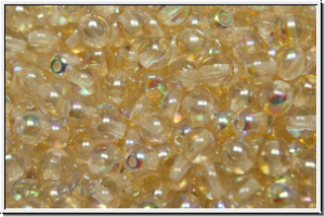b�hm. Glasperle, rund, 4mm, crystal, trans., yellow AB, 50 Stk.