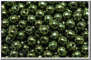 b�hm. Glasperle, rund, 4mm, green, met., 50 Stk.