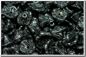 Bl�ten "Flower Cups", 5x7mm, hematite, met., 25 Stk.