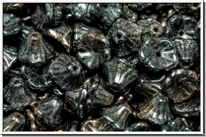 Bl�ten "Flower Cups", 5x7mm, hematite/copper, met., 25 Stk.