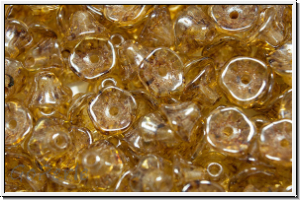 Bl�ten "Flower Cups", 5x7mm, crystal, trans., white glaze, 25 Stk.