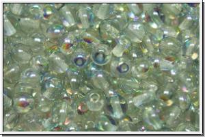 b�hm. Glasperle, rund, 4mm, crystal, trans., blue, AB, 50 Stk.