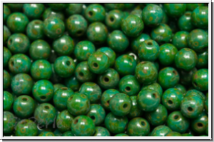 b�hm. Glasperle, rund, 4mm, turquoise, persian, op., picasso, 50 Stk.
