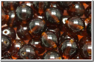 b�hm. Glasperle, rund, 8mm, topaz, smoky, trans., 10 Stk.