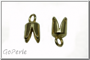 Endkappe "Narrenkappe", 12x7mm, goldfb., Messing, 2 Stk.