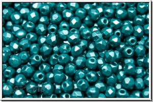 B�hm. Glasschliffperle, feuerpol., 3mm, white, alabaster, emerald pastel, 50 Stk.