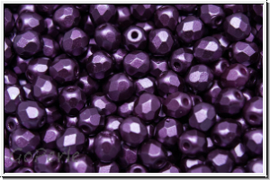 B�hm. Glasschliffperle, feuerpol., 4mm, white, alabaster, bordeaux pastel, 50 Stk.
