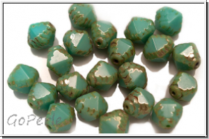 b�hm. Glasperle, Bicone, 8mm, table cut, turquoise, op., 22 Stk.