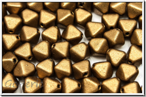 b�hm. Glasperle, Bicone, 6mm, gold, met., satin, 30 Stk.