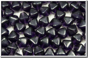 b�hm. Glasperle, Bicone, 6mm, tanzanite, dk., trans., 30 Stk.