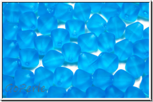 b�hm. Glasperle, Bicone, 6mm, aqua, dk., trans., matte, 30 Stk.