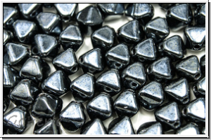 b�hm. Glasperle, Bicone, 6mm, hematite, met., 30 Stk.