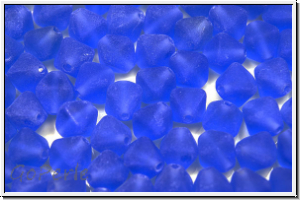 b�hm. Glasperle, Bicone, 6mm, sapphire, trans., matte, 30 Stk.