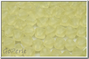 b�hm. Glasperle, Bicone, 6mm, yellow, lt., trans., matte, 30 Stk.