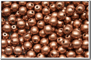 b�hm. Glasperle, rund, 4mm, copper, med., met., satin, 50 Stk.