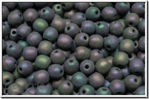 b�hm. Glasperle, rund, 4mm, purple, met., iris., matte, 50 Stk.