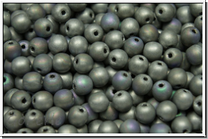 b�hm. Glasperle, rund, 4mm, crystal, trans., glittery silver, matte, 50 Stk.