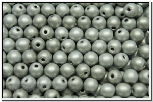 b�hm. Glasperle, rund, 4mm, silver, met., matte, 50 Stk.