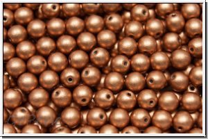 b�hm. Glasperle, rund, 4mm, copper, met., satin, 50 Stk.