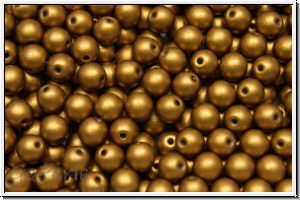 b�hm. Glasperle, rund, 4mm, brass gold, met., satin, 50 Stk.